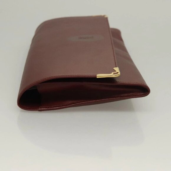 CARTIER Must Line Clutch Bag Leather Bordeaux Gold - Picture 4 of 15